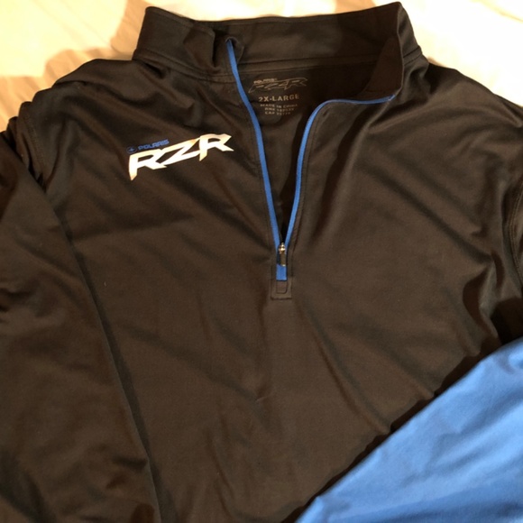 black and blue Polaris RZR quarter-zip tech hoodie lightweight polyester - Picture 8 of 9